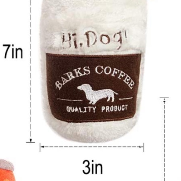 NEW Dog Puppy Squeaky Coffee Stuffed Toy - Picture 3 of 8